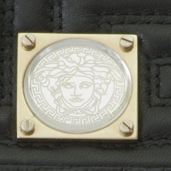 Authentic Versace Genuine Black Leather Trifold Wallet with Medusa Medallion - Picture 2 of 12